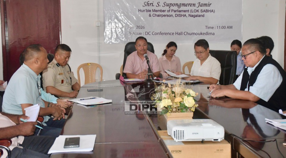 MP Jamir along with other officials during the DISHA meeting held at the DC’s Conference Hall in Chümoukedima on July 2. (DIPR Photo)